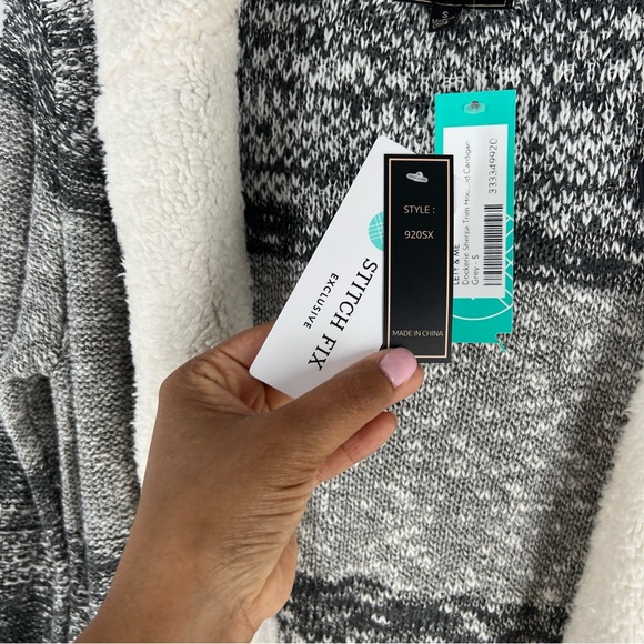 Lety & Me Dockerie Sherpa Trim Hooded Open Front Cardigan Gray‎ Womens Size S - Picture 4 of 13